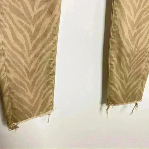 NEW MOTHER The Looker Ankle Fray Jeans Sweet Stripes Animal Print Denim Bohemian - Picture 9 of 10